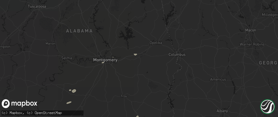 Hail map in Tuskegee, AL on June 30, 2026