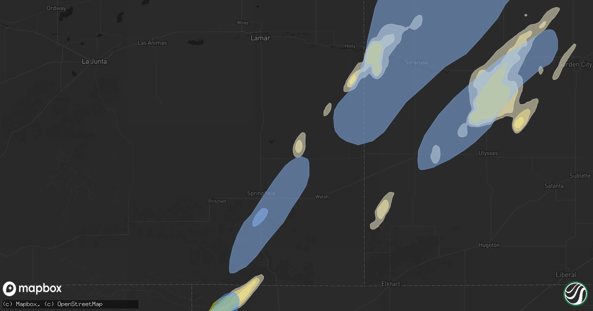 Hail map in Two Buttes, CO on June 30, 2026
