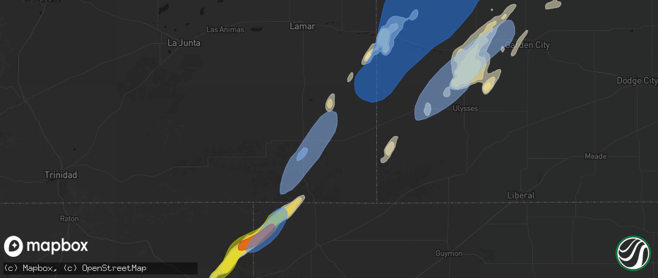 Hail map in Vilas, CO on June 30, 2026