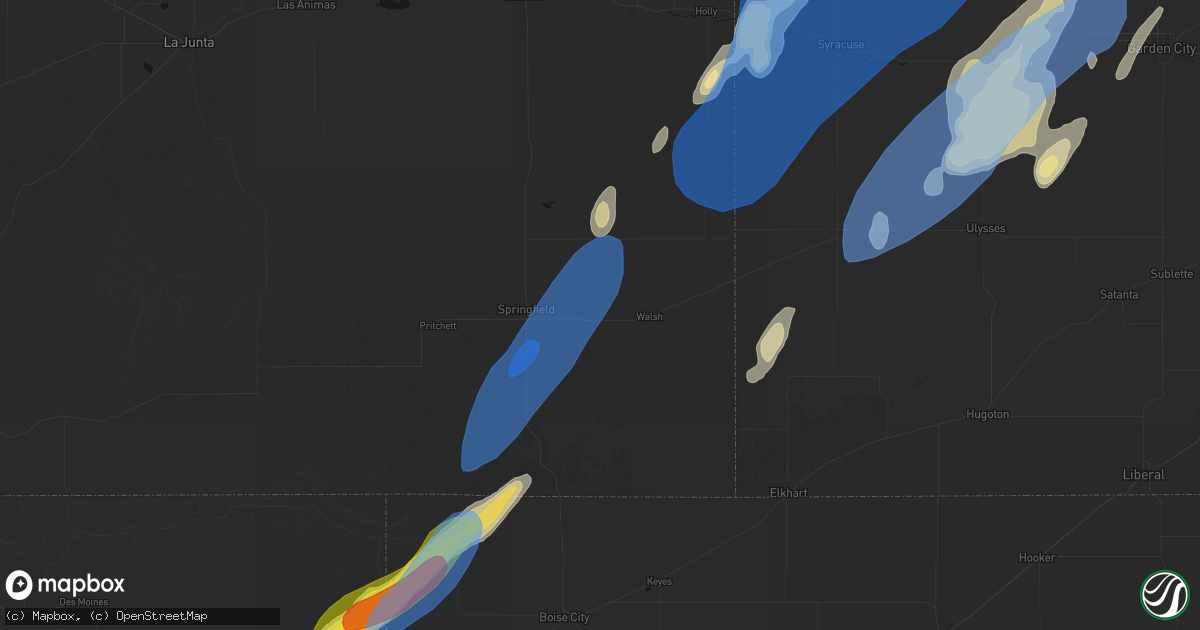 Hail map in Vilas, CO on June 30, 2026
