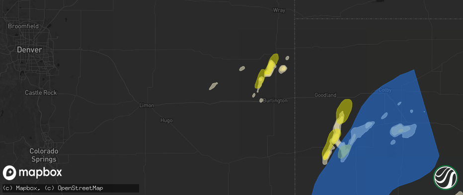 Hail map in Vona, CO on June 30, 2026