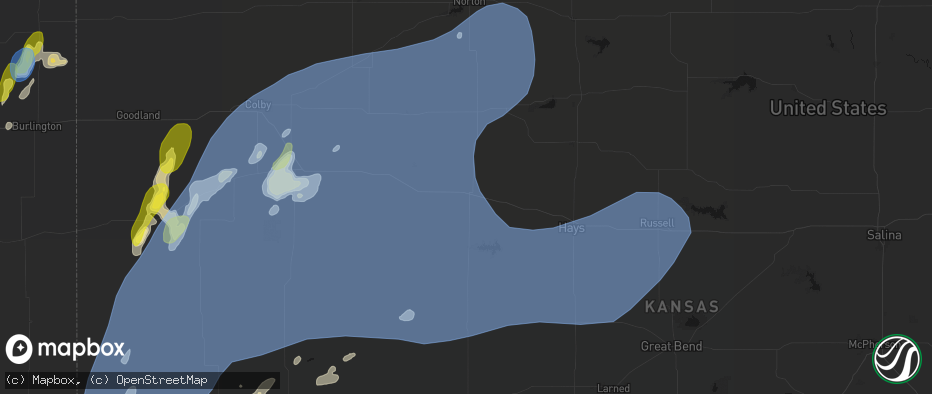 Hail map in Wakeeney, KS on June 30, 2026