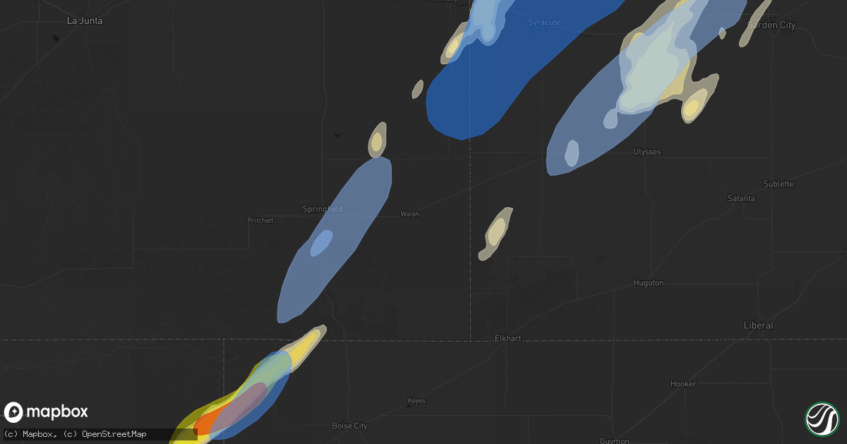 Hail map in Walsh, CO on June 30, 2026