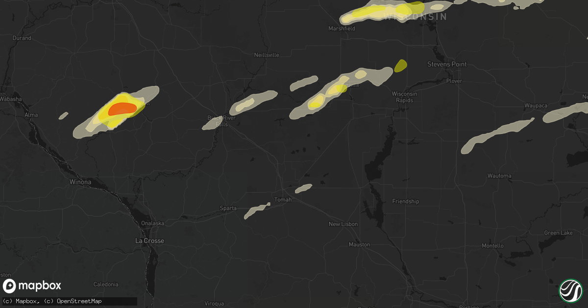 Hail map in Warrens, WI on June 30, 2026