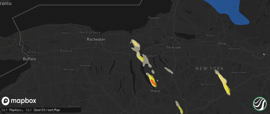 Hail map in Waterloo, NY on June 30, 2026