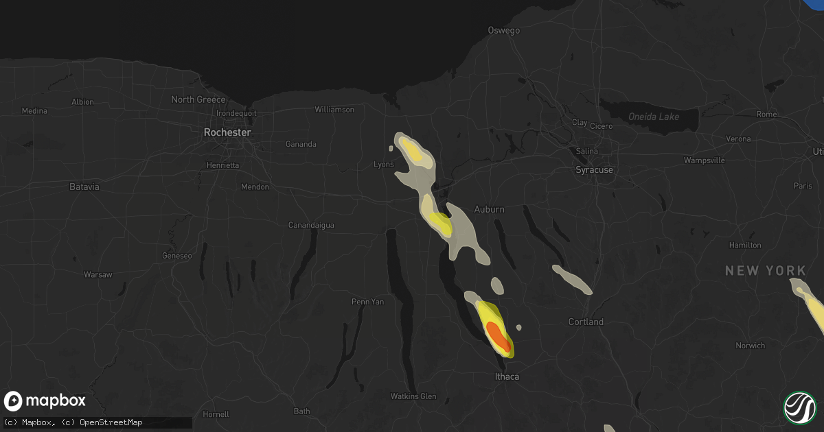 Hail map in Waterloo, NY on June 30, 2026