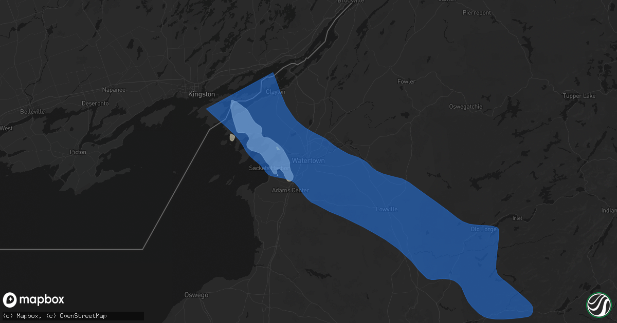 Hail map in Watertown, NY on June 30, 2026