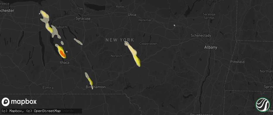 Hail map in West Oneonta, NY on June 30, 2026