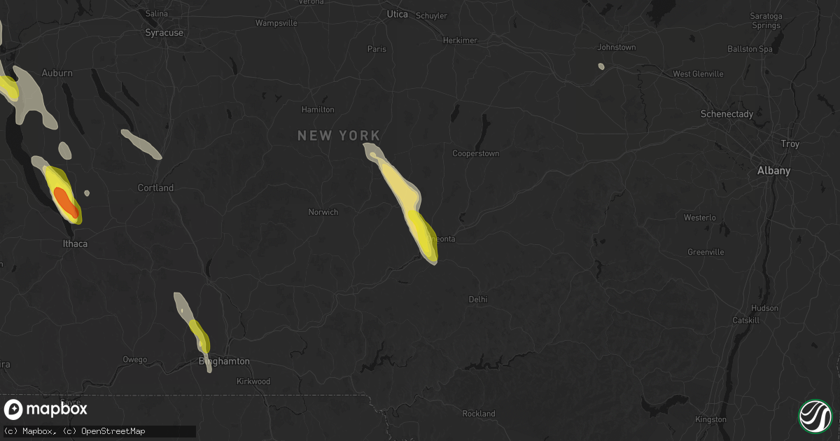 Hail map in West Oneonta, NY on June 30, 2026