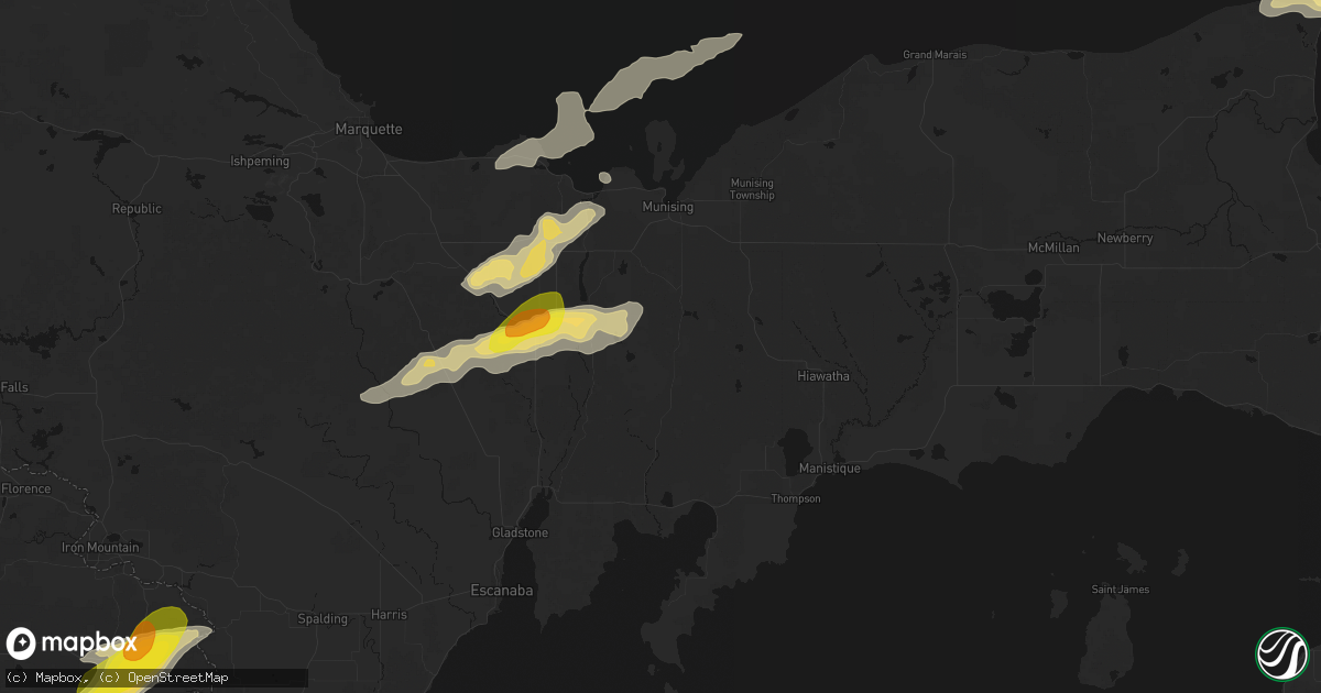 Hail map in Wetmore, MI on June 30, 2026