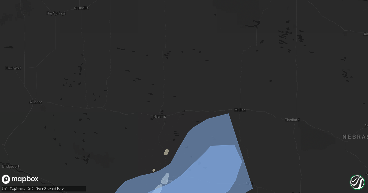 Hail map in Whitman, NE on June 30, 2026