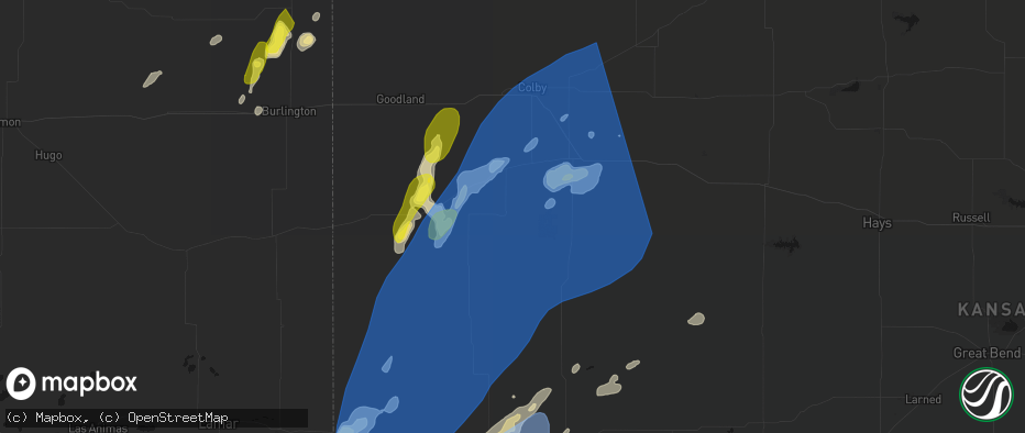 Hail map in Winona, KS on June 30, 2026