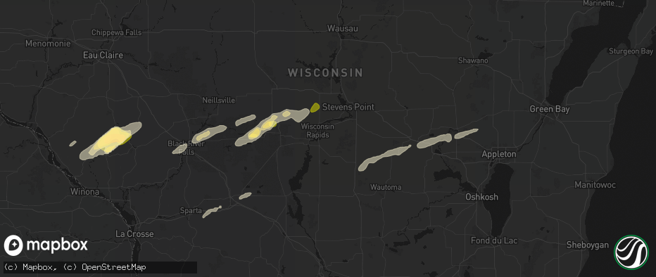 Hail map in Wisconsin Rapids, WI on June 30, 2026