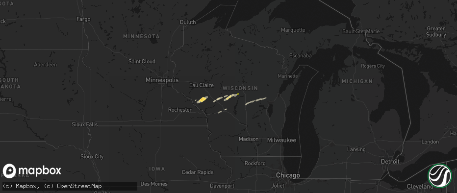 Hail map in Wisconsin on June 30, 2026