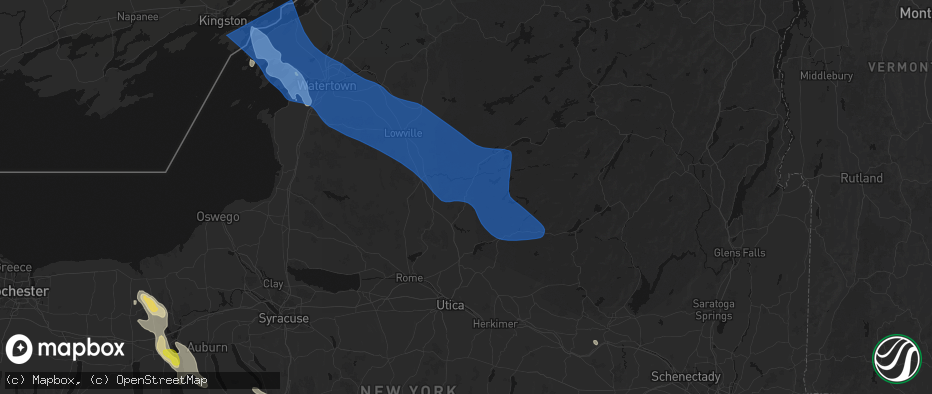 Hail map in Woodgate, NY on June 30, 2026