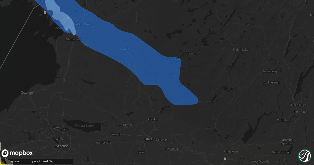 Hail map in Woodgate, NY on June 30, 2026