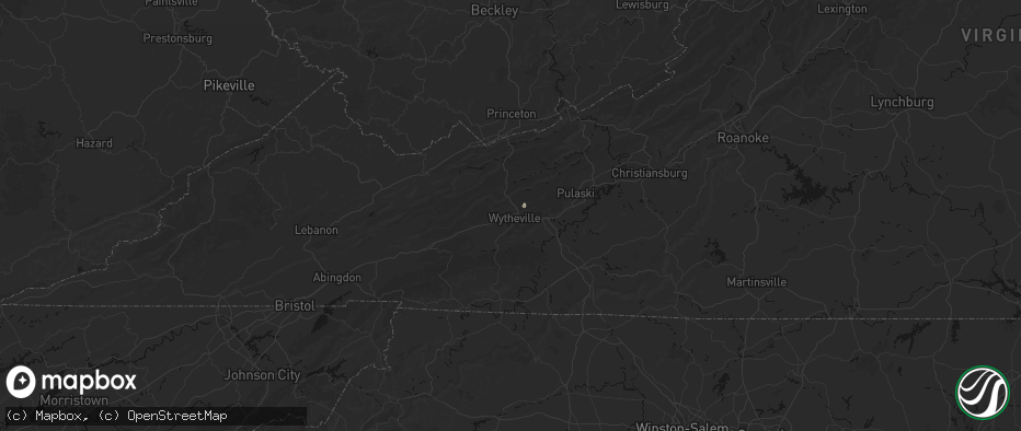 Hail map in Wytheville, VA on June 30, 2026