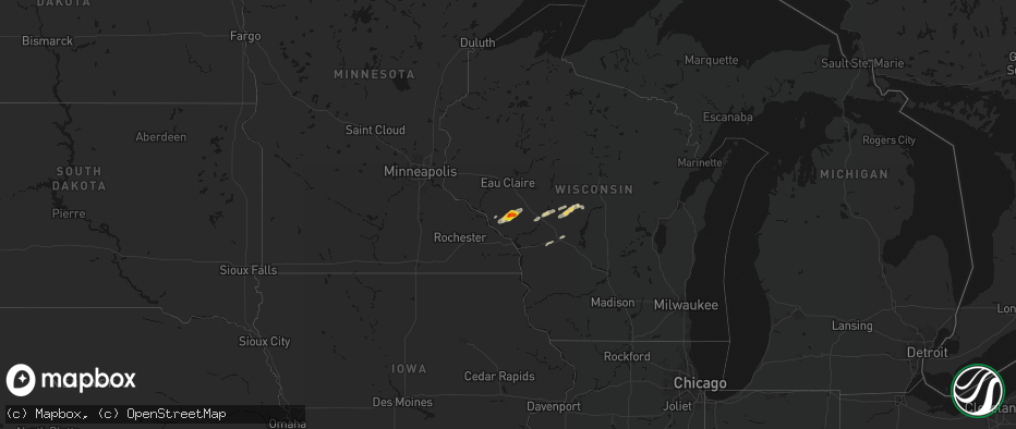 Hail map on June 30, 2026