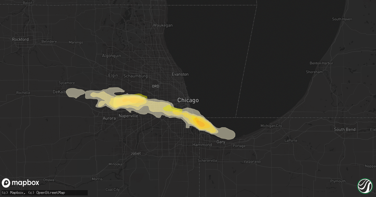 Hail map in Chicago, IL on July 1, 2012