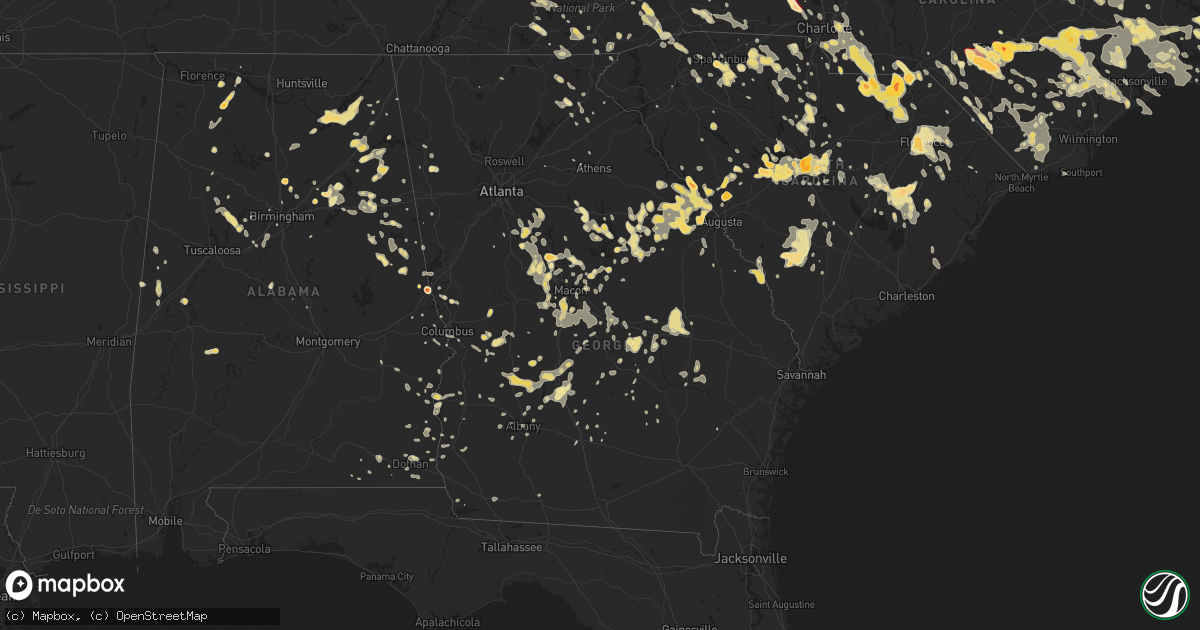 Hail map in Georgia on July 1, 2012