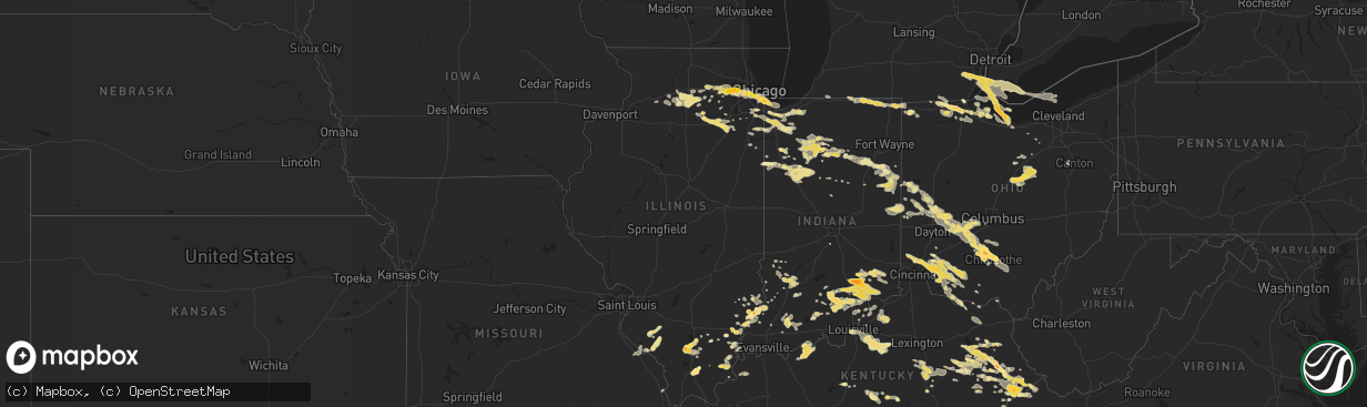 Hail map in Illinois on July 1, 2012