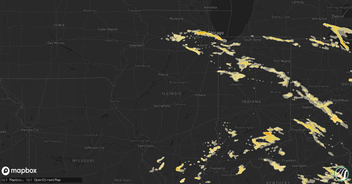 Hail map in Illinois on July 1, 2012