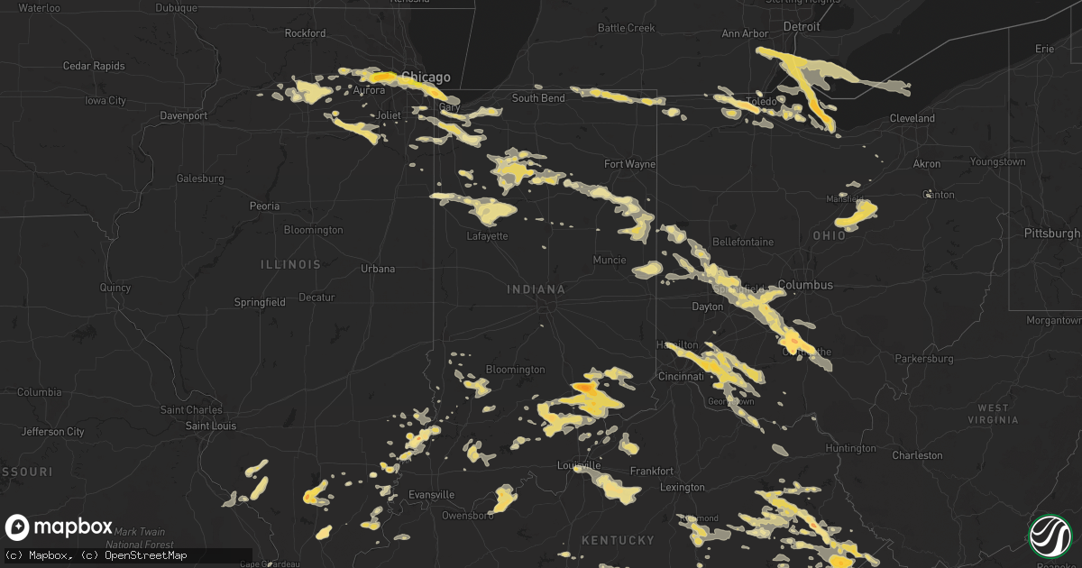 Hail map in Indiana on July 1, 2012