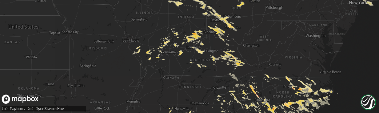 Hail map in Kentucky on July 1, 2012