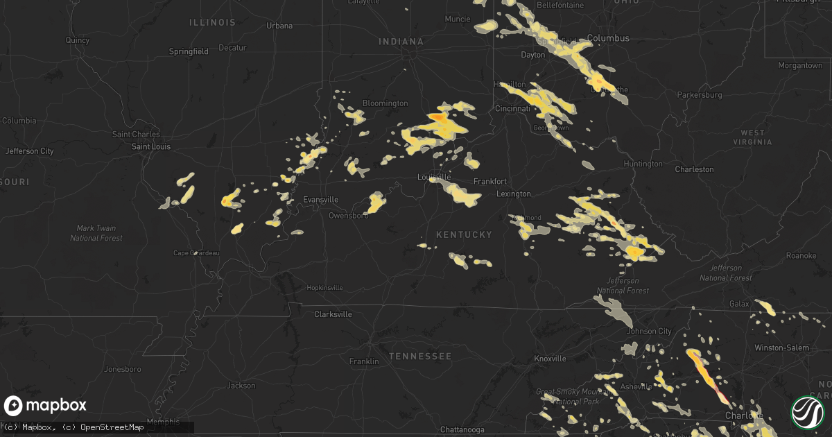 Hail map in Kentucky on July 1, 2012