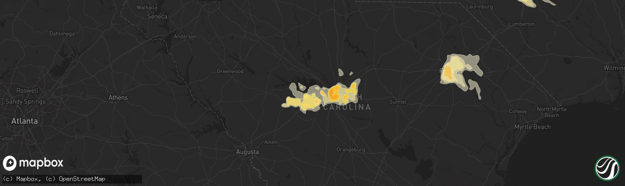 Hail map in Lexington, SC on July 1, 2012