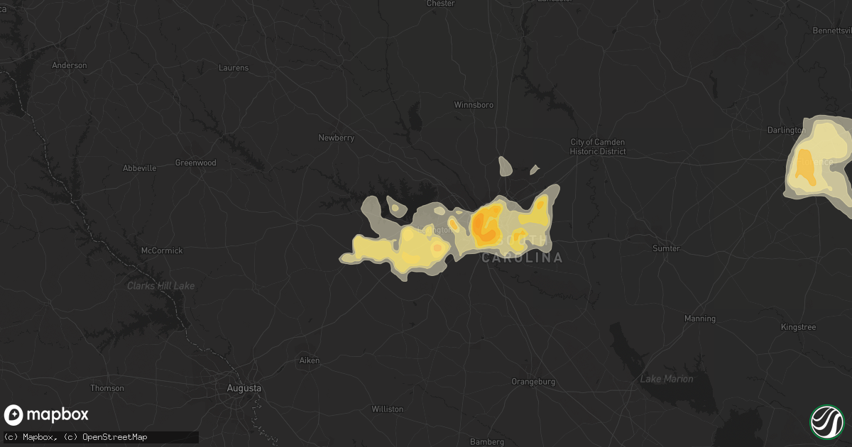 Hail map in Lexington, SC on July 1, 2012