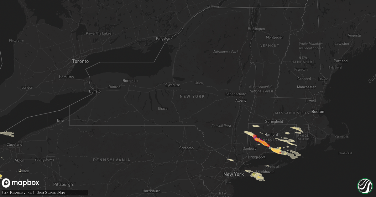 Hail map in New York on July 1, 2012