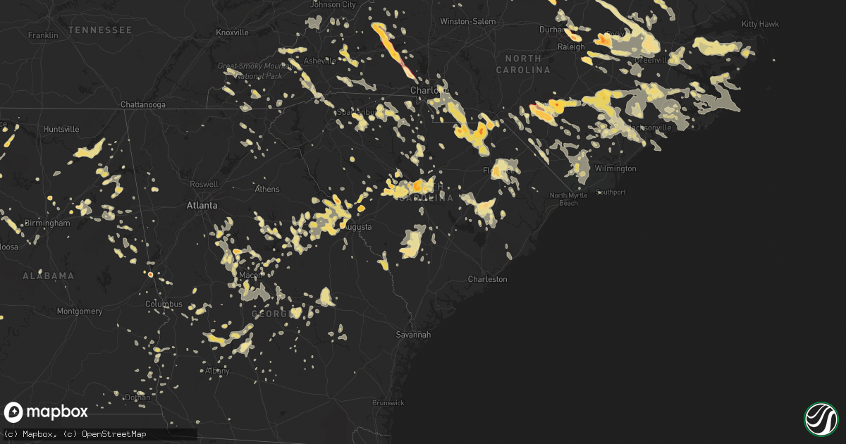 Hail map in South Carolina on July 1, 2012