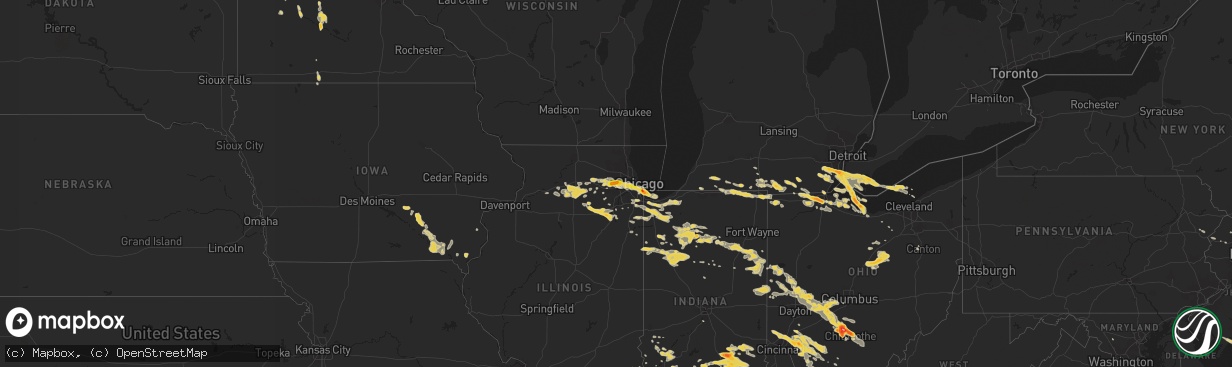 Hail map on July 1, 2012