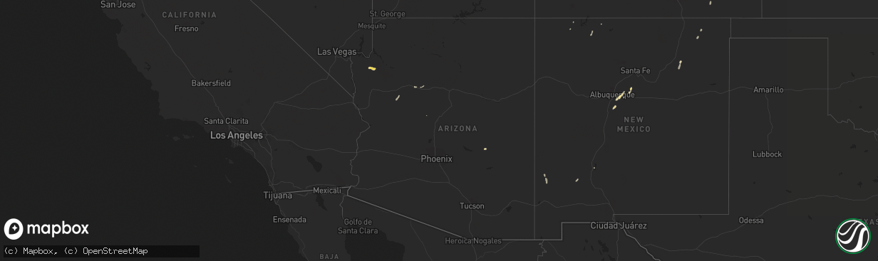 Hail map in Arizona on July 1, 2013