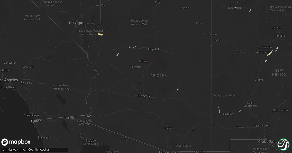 Hail map in Arizona on July 1, 2013