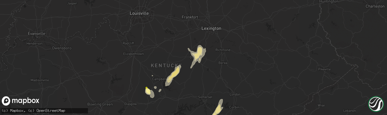 Hail map in Danville, KY on July 1, 2013