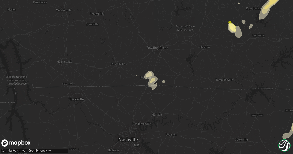 Hail map in Franklin, KY on July 1, 2013