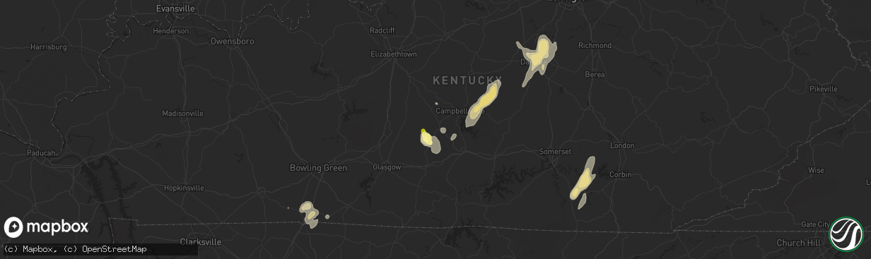 Hail map in Greensburg, KY on July 1, 2013