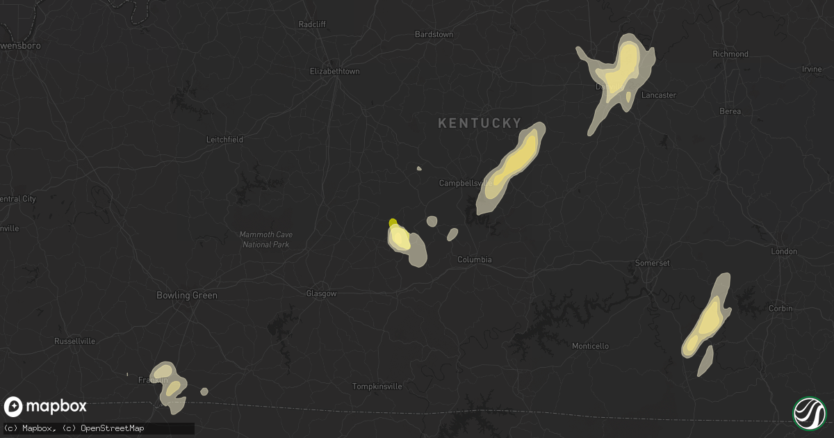Hail map in Greensburg, KY on July 1, 2013