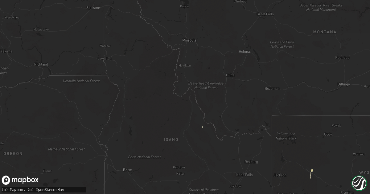 Hail map in Idaho on July 1, 2013