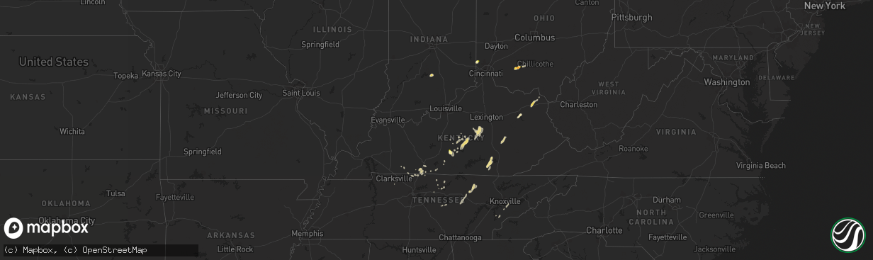 Hail map in Kentucky on July 1, 2013