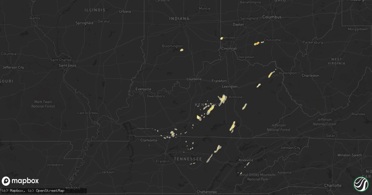 Hail map in Kentucky on July 1, 2013