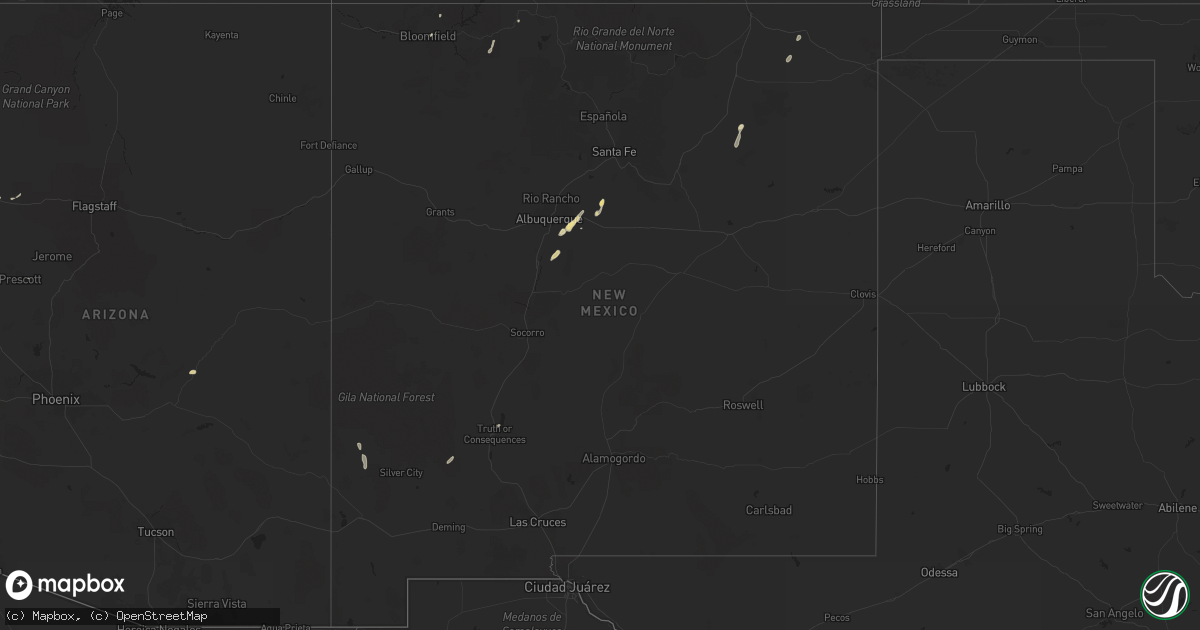 Hail map in New Mexico on July 1, 2013