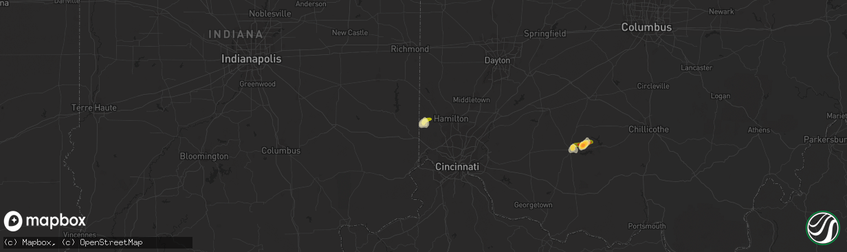 Hail map in Okeana, OH on July 1, 2013