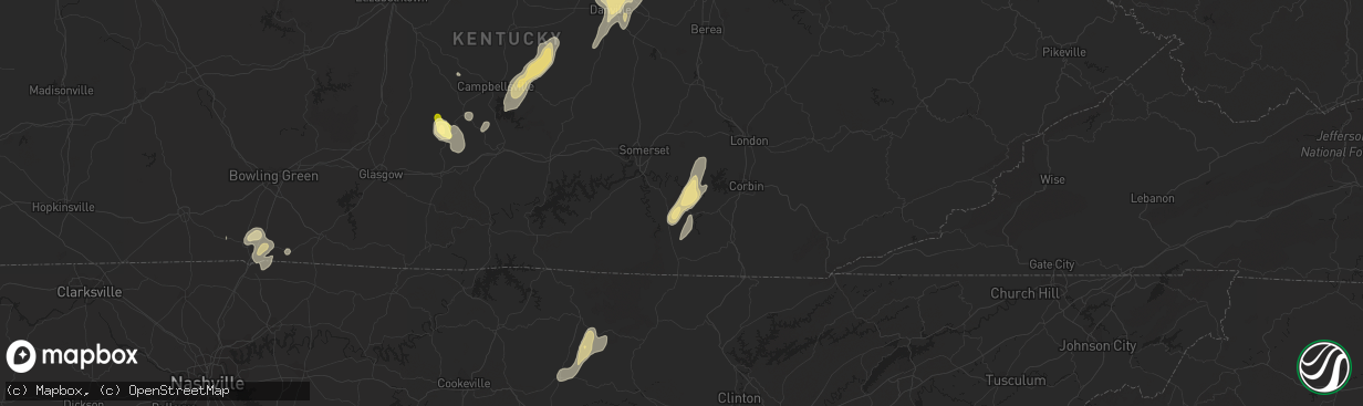 Hail map in Parkers Lake, KY on July 1, 2013