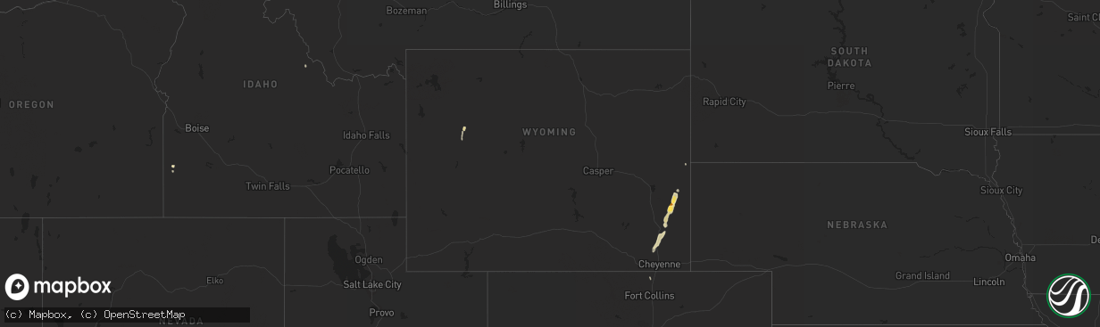 Hail map in Wyoming on July 1, 2013