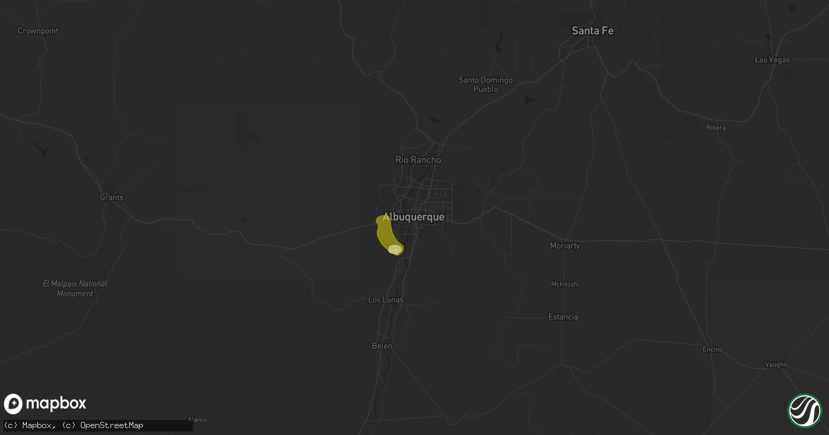 Hail map in Albuquerque, NM on July 1, 2014