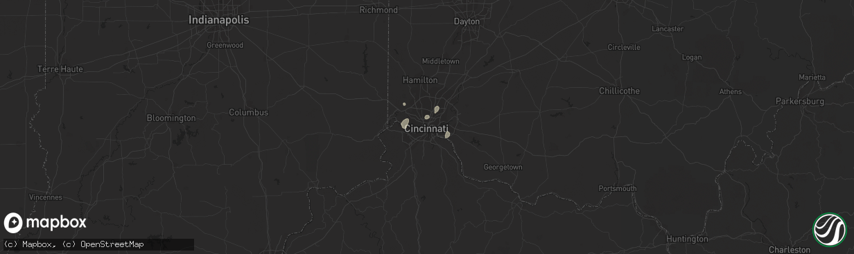 Hail map in Cincinnati, OH on July 1, 2014