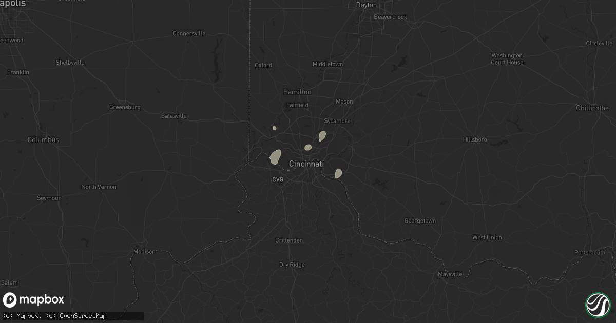Hail map in Cincinnati, OH on July 1, 2014